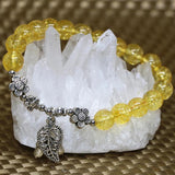 Yellow Crystal Round Beads Bracelet 8mm Silver Accessories