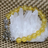 Yellow Crystal Round Beads Bracelet 8mm Silver Accessories