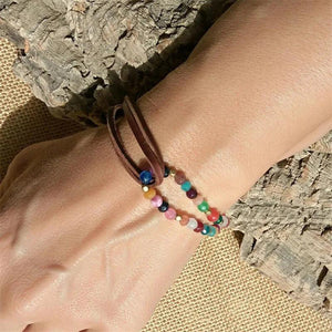 Boho Double Layer Beads Leather Bracelet