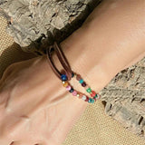 Boho Double Layer Beads Leather Bracelet