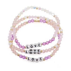 Beaded bracelet Crystal Letters LOVE Set Hand knitted Adjustable Bohemian