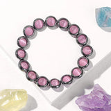 Pink Cat Eye Beaded Bracelet Hematite Donut Healing Bracelet