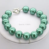 10mm Green Glass Round Pearl Beads Bracelet Jewelry Making Women