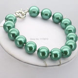 10mm Green Glass Round Pearl Beads Bracelet Jewelry Making Women