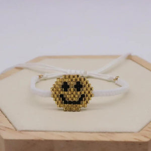 Smiling Face Beaded Bracelet Hand Woven Simple Adjustable Bohemia Unisex