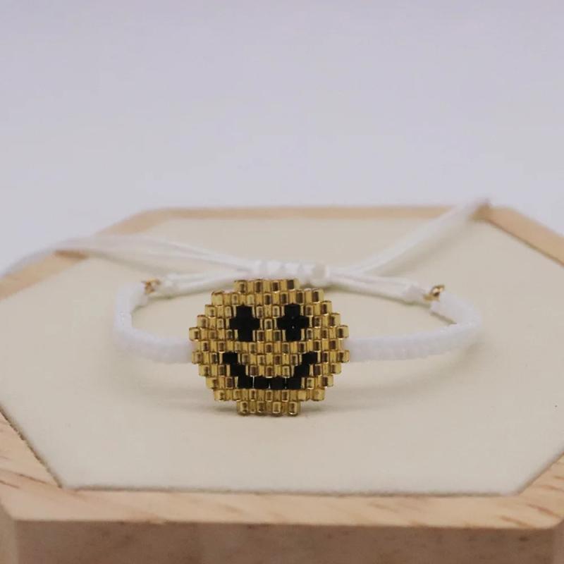 Smiling Face Beaded Bracelet Hand Woven Simple Adjustable Bohemia Unisex