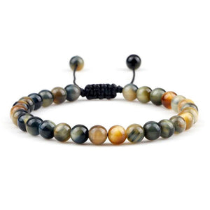 Vintage Tiger 6mm Beads Bracelet Natural Stone Jewelry Woven Gift