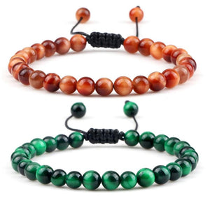 Vintage Tiger 6mm Beads Bracelet Natural Stone Jewelry Woven Gift