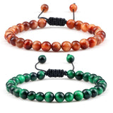 Vintage Tiger 6mm Beads Bracelet Natural Stone Jewelry Woven Gift
