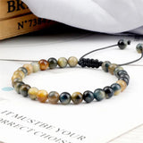 Vintage Tiger 6mm Beads Bracelet Natural Stone Jewelry Woven Gift