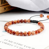 Vintage Tiger 6mm Beads Bracelet Natural Stone Jewelry Woven Gift