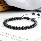 Vintage Tiger 6mm Beads Bracelet Natural Stone Jewelry Woven Gift
