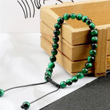 Vintage Tiger 6mm Beads Bracelet Natural Stone Jewelry Woven Gift