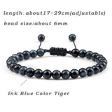 Vintage Tiger 6mm Beads Bracelet Natural Stone Jewelry Woven Gift