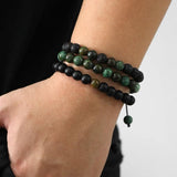 3pcs Natural Stone Braid Bracelet 8mm Round Beads Rope Woven Bracelet for Women