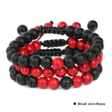 3pcs Natural Stone Braid Bracelet 8mm Round Beads Rope Woven Bracelet for Women