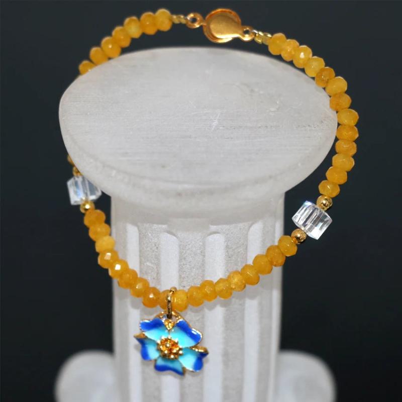2*4mm Yellow Stone Jades Bracelet for Women B2958