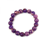 BOJIU Ag. Stone & CZ Pave Bead Chakra Bracelet Classic Howlite Strand