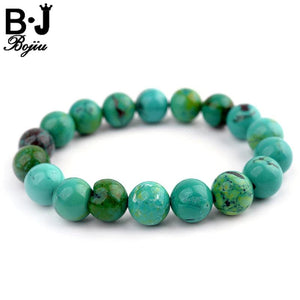 BOJIU Ag. Stone & CZ Pave Bead Chakra Bracelet Classic Howlite Strand