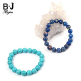 BOJIU Ag. Stone & CZ Pave Bead Chakra Bracelet Classic Howlite Strand