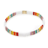 Rainbow Simplicity Beaded Bracelet Hand Knit Stretch Bohemian