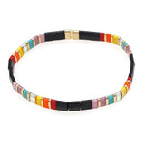 Rainbow Simplicity Beaded Bracelet Hand Knit Stretch Bohemian