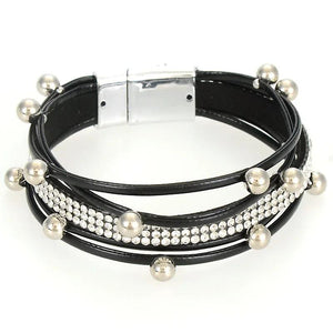 Miasol Multilayers Strand Crystal Charm Magnetic Bracelet