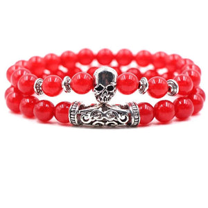 8mm Red Transparent Gem Beads Bracelet Bangle Owl Couples Bracelets