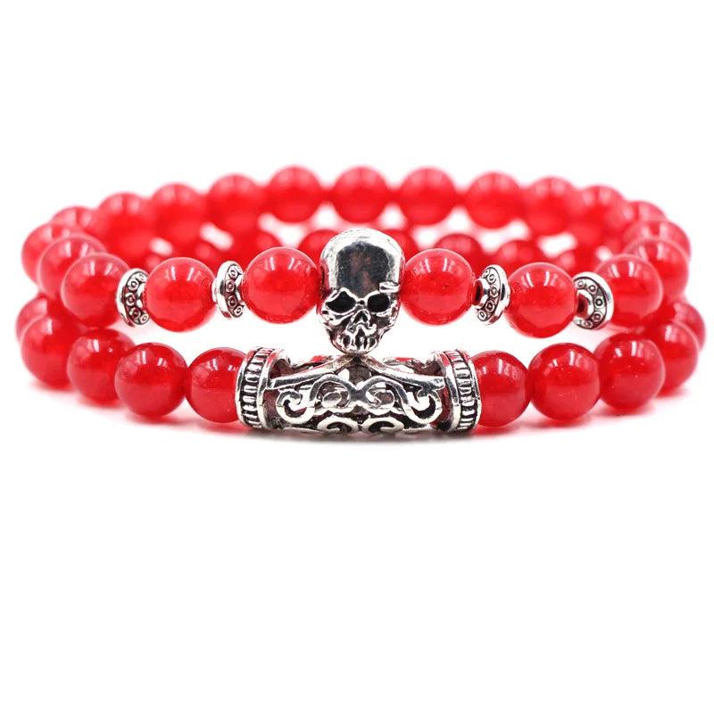 8mm Red Transparent Gem Beads Bracelet Bangle Owl Couples Bracelets