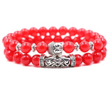 8mm Red Transparent Gem Beads Bracelet Bangle Owl Couples Bracelets