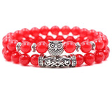 8mm Red Transparent Gem Beads Bracelet Bangle Owl Couples Bracelets