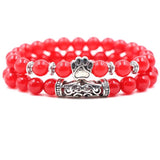 8mm Red Transparent Gem Beads Bracelet Bangle Owl Couples Bracelets