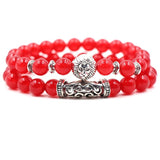 8mm Red Transparent Gem Beads Bracelet Bangle Owl Couples Bracelets