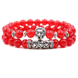 8mm Red Transparent Gem Beads Bracelet Bangle Owl Couples Bracelets