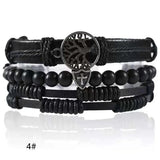 Men'S Woven Leather Bracelets Alloy Tree Of Life Multilayer Wide Wrap Jewelry