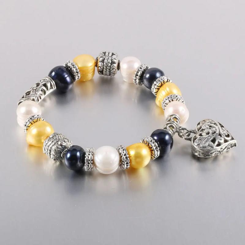 Freshwater Pearl 10-11mm Bracelet Animal Flower Titanium Steel