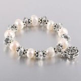 Freshwater Pearl 10-11mm Bracelet Animal Flower Titanium Steel