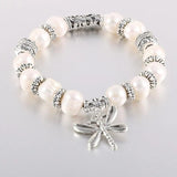 Freshwater Pearl 10-11mm Bracelet Animal Flower Titanium Steel