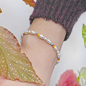 18K Plated Beaded Bracelet Glass Beads Pearl Girl's Party