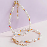 18K Plated Beaded Bracelet Glass Beads Pearl Girl's Party