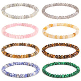 Faceted Stone Beaded Bracelets Tiger Eye Malachite 4mm Beads Stretch Bangles