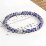 Faceted Stone Beaded Bracelets Tiger Eye Malachite 4mm Beads Stretch Bangles