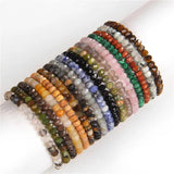 Faceted Stone Beaded Bracelets Tiger Eye Malachite 4mm Beads Stretch Bangles