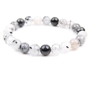 6mm 8mm 10mm Rutilated Quartz Stone Bracelet Lucky Balck Stripe Natural Smooth