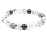 6mm 8mm 10mm Rutilated Quartz Stone Bracelet Lucky Balck Stripe Natural Smooth