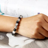 6mm 8mm 10mm Rutilated Quartz Stone Bracelet Lucky Balck Stripe Natural Smooth