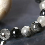 6mm 8mm 10mm Rutilated Quartz Stone Bracelet Lucky Balck Stripe Natural Smooth