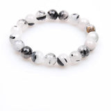 6mm 8mm 10mm Rutilated Quartz Stone Bracelet Lucky Balck Stripe Natural Smooth