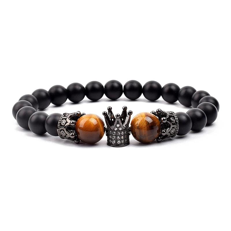 Tiger Eye Crown Charm Bracelet Stone Beads Bracelets On Hand
