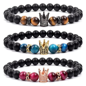 Tiger Eye Crown Charm Bracelet Stone Beads Bracelets On Hand